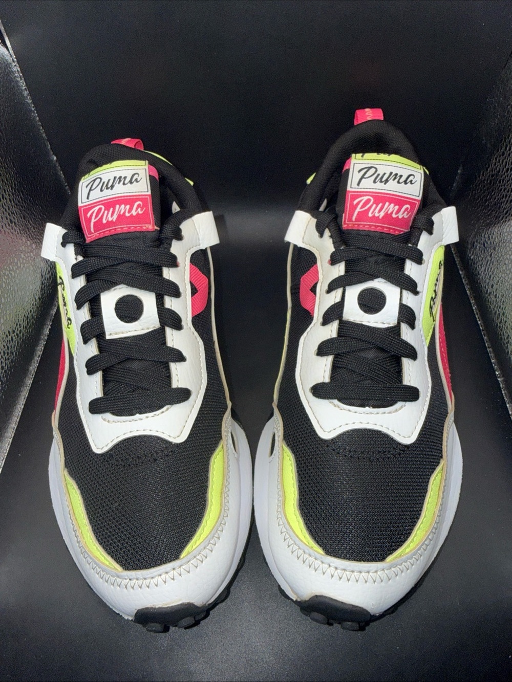 Size 7 - Puma Cruise Rider Black Pink Neon, 392420-01, Clean, No Box, Good